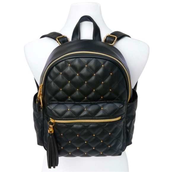 NWT Icing Black Quilted Backpack with Gold Stud Details - Picture 4 of 5